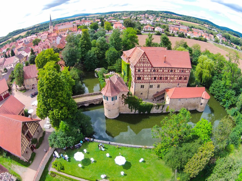 Wasserschloss Unsleben Luftaufnahme